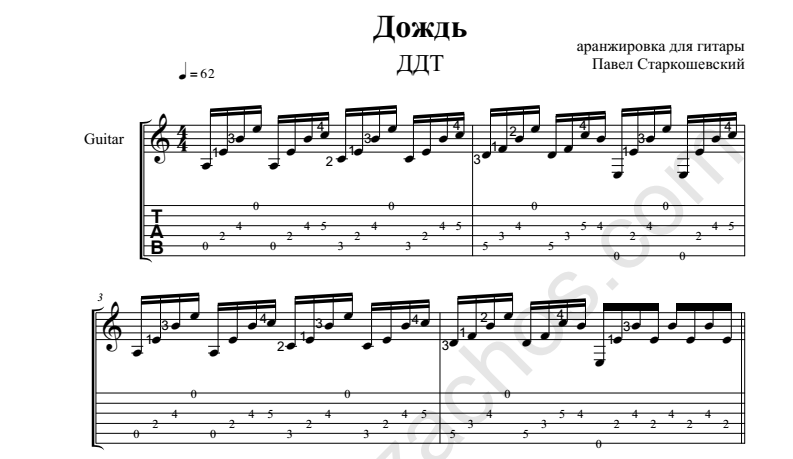 Ддт - «дождь» аккорды и разбор на гитаре