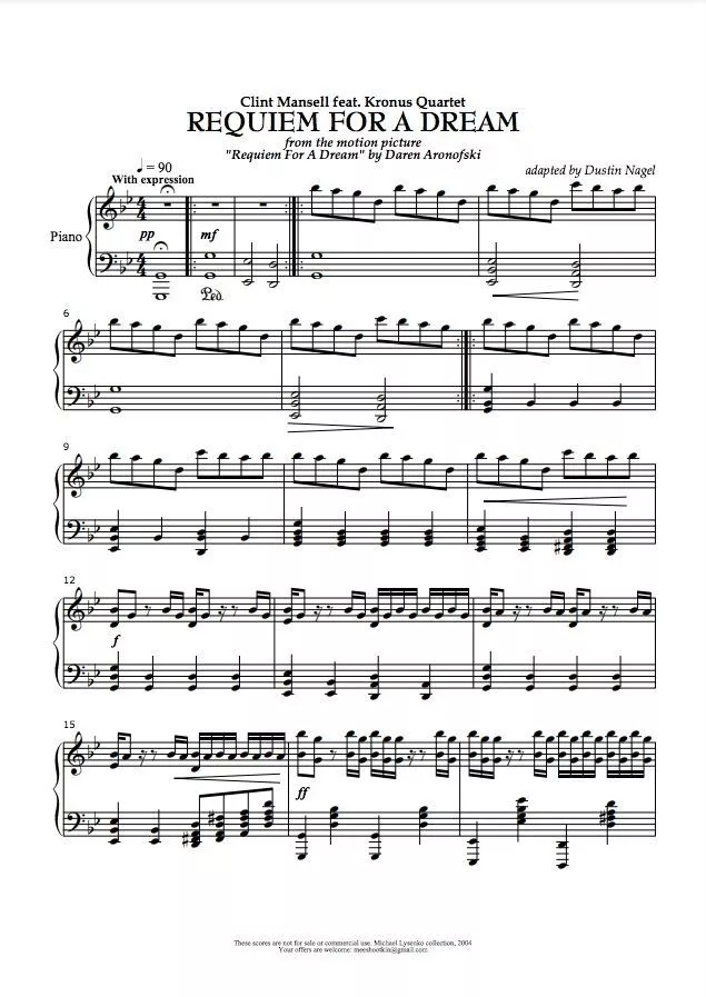 Requiem for a dream theme tab by soundtracks