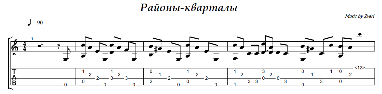 Звери - районы-кварталы на гитаре | аккорды, бой и текст песни