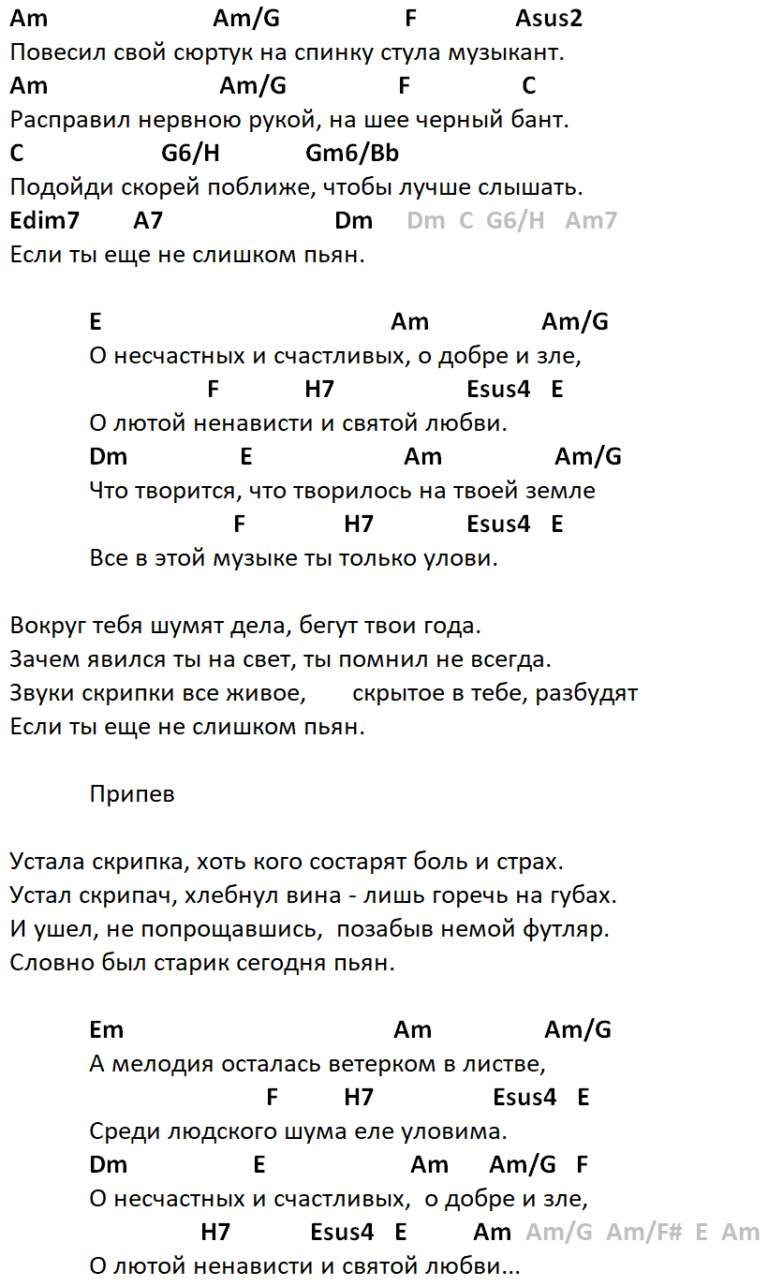 Песни под гитару никольский текст песни с аккордами