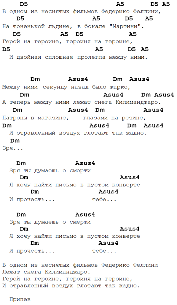 Galibri & Mavik - Я как Федерико Феллини Аккорды в Am для гитары, текст, описание методов игры на гитаре и видео - разбор как играть Я как Федерико Феллини
