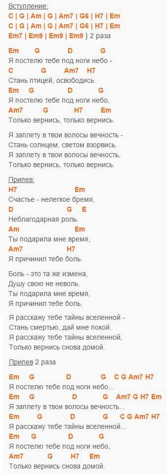 Лучшие песни под гитару для влюбленных Я постелю тебе под ноги небо - Рондо Александр Иванов - Аккорды для гитары, текст, табы гитарный бой Видео-разбор