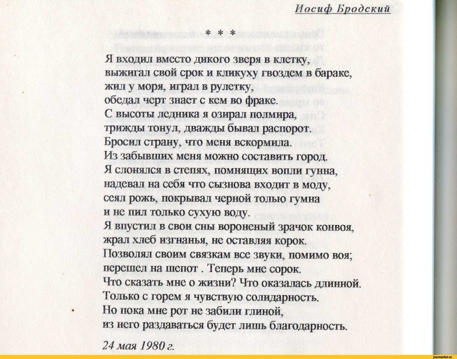 Иосиф бродский - я всегда твердил, что судьба игра: читать стих, текст стихотворения полностью - классика на рустих
