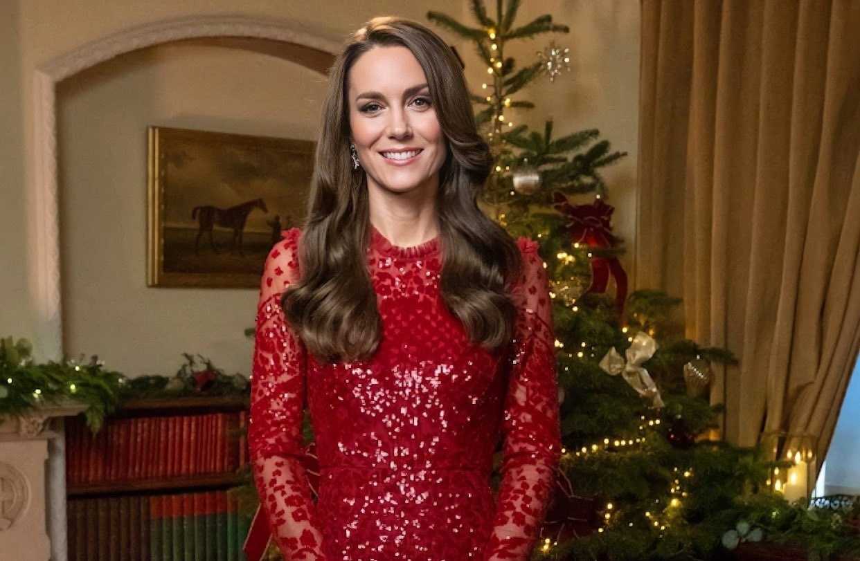 Kate middleton in sequin cardi for together at christmas promo